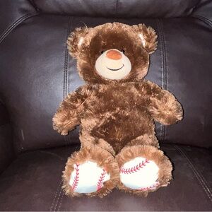 Baseball Build A Bear Workshop Brown Baseball Teddy Bear Baseball Feet RARE HTF